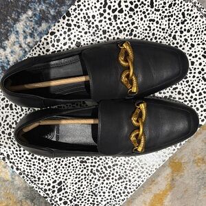 Tory Burch Black Loafers with Gold Detail